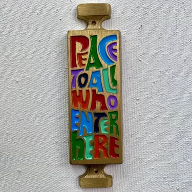 Vintage Terra Sancta Guild Peace To All Who Enter Mid Century Front Door Plaque Decor, Bohemian, Positive Affirmations, House Warming 