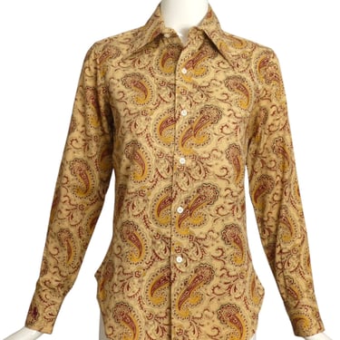 RALPH LAUREN- 1970s Paisley Print Blouse, Size 4