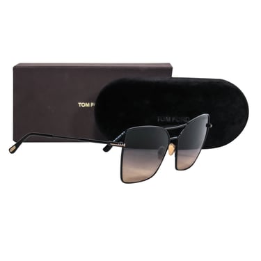 Tom Ford - Black Oversized Square Sunglasses w/ Brow Bar