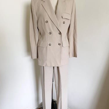 90's Evan Picone Beige Wool Suit 