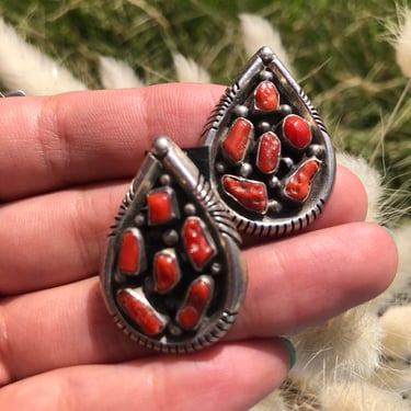 Sterling Silver and Coral Earrings