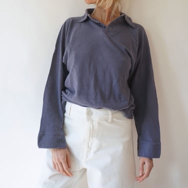 Vintage Lavender Henley Three Button | 70s Lavender Cotton Thermal | Military Henley Shirt 