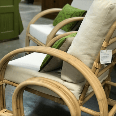Handwoven Rattan & Cotton Armchair