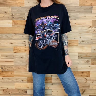 Harley Davidson 1992 3D Emblem American Classics Motorcycle Tee Shirt 