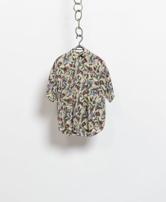 SILK COLLARED SHIRT blouse vintage unisex Abstract 90's grunge dad mom print / Medium Large 