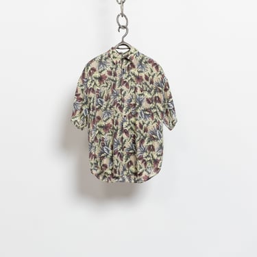 SILK COLLARED SHIRT blouse vintage unisex Abstract 90's grunge dad mom print / Medium Large 