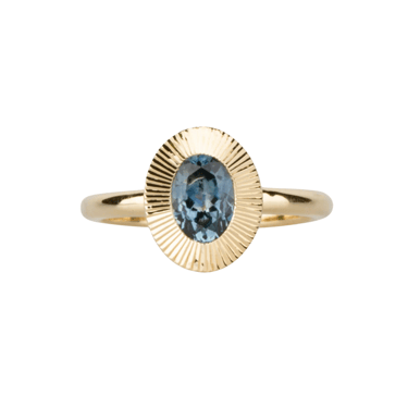 Oval Aurora Ring with Green-Blue Montana Sapphire