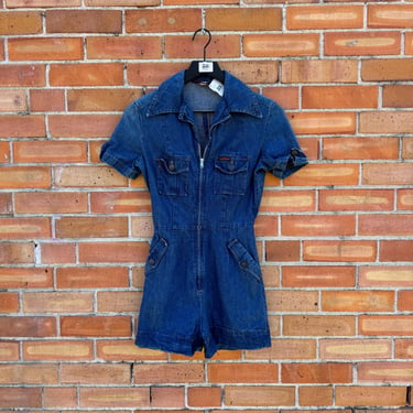 vintage 70s blue landlubber shortalls jumpsuit / xs extra small 