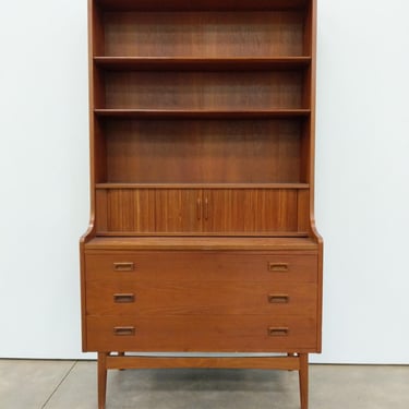 Vintage Danish Mid Century Modern Teak Secretary Desk / Bookshelf by Johannes Sorth 