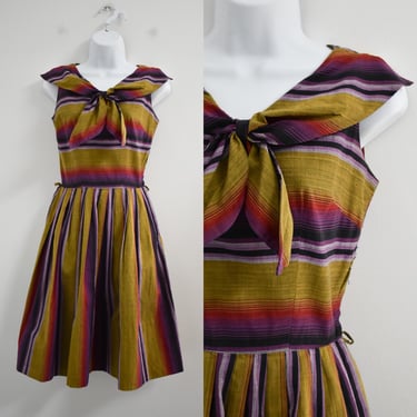 1950s Jewel Toned Striped Dress 