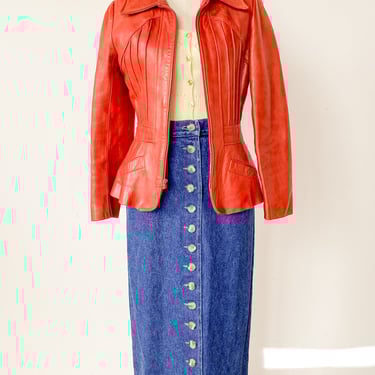 1970s Burnt Orange Leather Jacket, sz. S