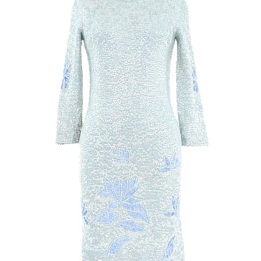 Chez Royale Powder Blue Sequin Knit Dress