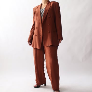 90s Breezy Rust Silk Pantsuit - W30+