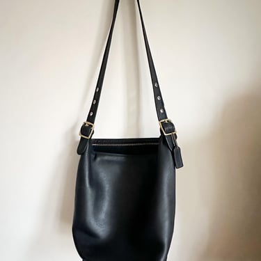 Vintage 1980s Coach Black Leather Bag 