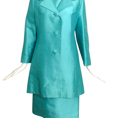 LILLI ANN- 1960s 3pc Blue Shantung Ensemble, Size 6