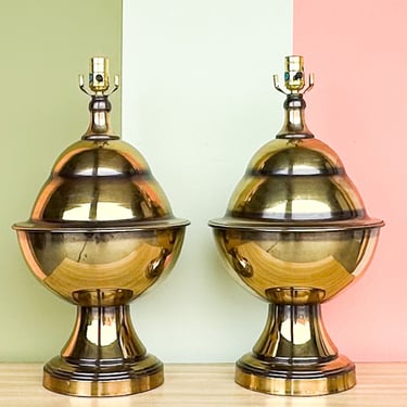 Pair of Chinoiserie Brass Lamps