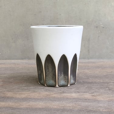 Porcelain Ceramic "Peak" Cup  -  Matte White with Satin Charcoal 