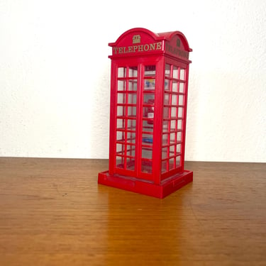 Cute Retro 1980s Resin British Telephone Booth Bank 