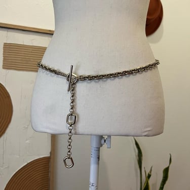 Liz Claiborne Vintage 90s Silver Chunky Chain Link Belt - Small to Medium 