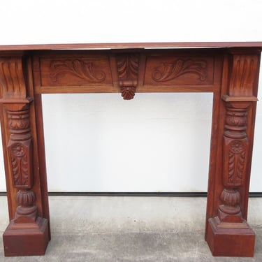 Antique CARVED WOOD FIREPLACE MANTLE SURROUND Architectural Art VICTORIAN Style