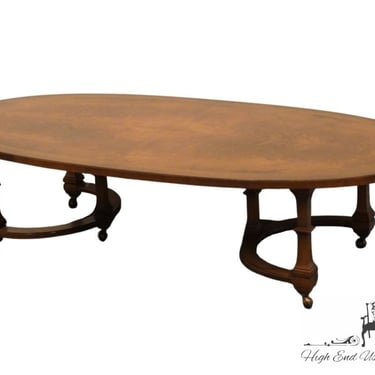 TOMLINSON FURNITURE Bookmatched Walnut Italian Neoclassical Tuscan Style 62" Accent Oval Coffee Table 