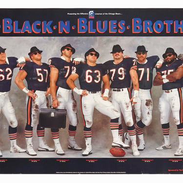 1985 Chicago Bears Black n Blues Brothers Poster Chicago Bears Football WGN 