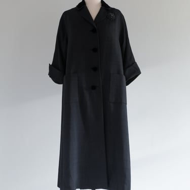 Elegant 1950's Silk &amp; Velvet Evening Coat From Saks Fifth Ave. / M