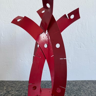 Mid-Century Brazilian Modern Red Lacquered Abstract Table Sculpture