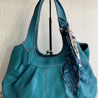 Coach  Teal Ergo Pleated Satchel F14379 Handbag 