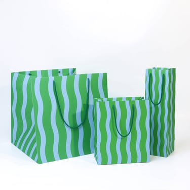 Green & Aqua Fussy Stripe Gift Bag