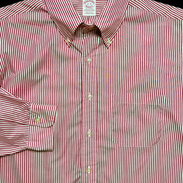 Vintage USA Made Brooks Brothers Makers Button-Down Shirt ~ 17 - 34 / L to XL ~ 100% Cotton ~ Lightweight ~ University Stripe 