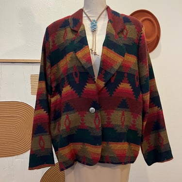 Vintage 90s Southwestern Printed USA Made Single Button Jacket - XL 