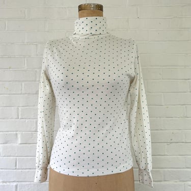 1980's S/XS Teal Heart Turtleneck Sweater 