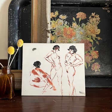 Rare Original Vintage 1966 Signed Nude Art Study Painting 