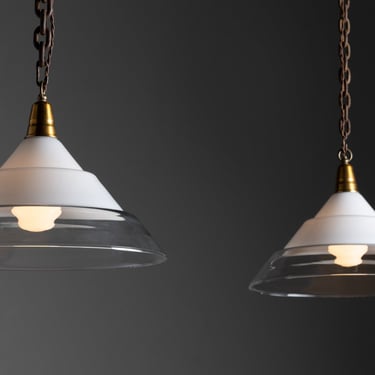 Opaline & Clear Conical Pendant