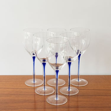 Set of Six Orrefors Wine Glasses