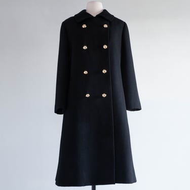 Sophisticated Structured Wool Trench With Gold Buttons / Large