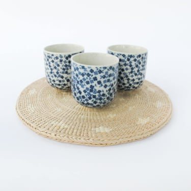 Set of 3 Pier One Japanese Floral Design Tea Cups 