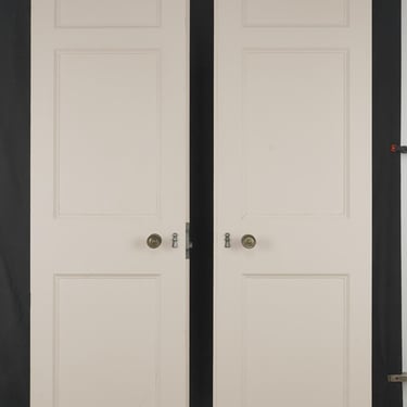 Vintage Three Panel White Passage Double Doors 78 x 46.625 in.