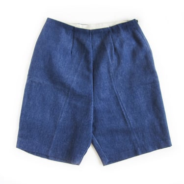 High Waisted Denim Shorts, Bermuda Shorts, Rockabilly Style, Summer Clothes, Blue Denim Side Zip Shorts from the '50s or '60s / 24 Waist 
