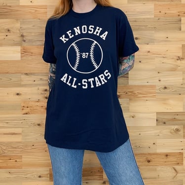 Vintage 1987 Soft Comfy Retro Kenosha Baseball All-Stars Tee Shirt T-Shirt 