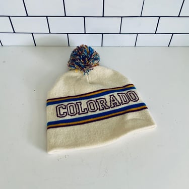 Vintage Colorado Kids Ski Hat, Kid Knit Hat, Colorado Gift, Colorado Baby, Colorado Beanie 