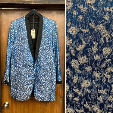 Vintage 1960’s Size L Tall Stage Wear Shawl Collar Shiny Jazz Musician Blazer Jacket, 60’s Vintage Clothing 