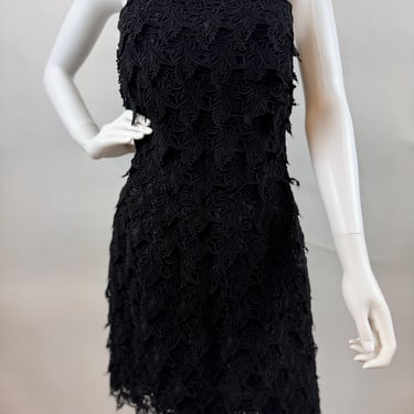 1980s Victor Costa Black Lace Dress 