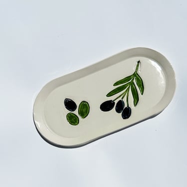 ceramic serving plate. olives 02. cheese board or serving dish. glazed stoneware. 11 inch serving platter. 
