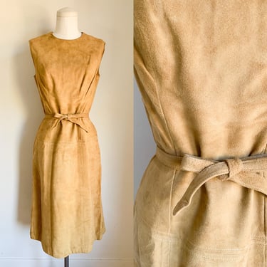 Vintage 1970s Suede Belted Dress / XS 