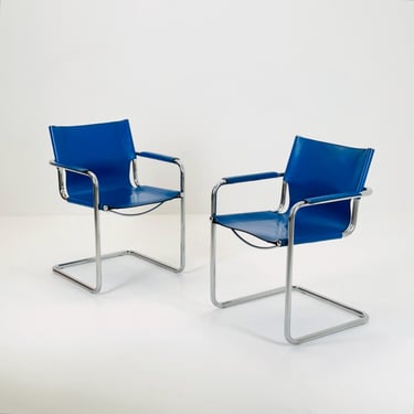 Set of 2 Mid century - bauhaus Visitor armchairs by Mart Stam for Matteo Grassi Italy 1970s 