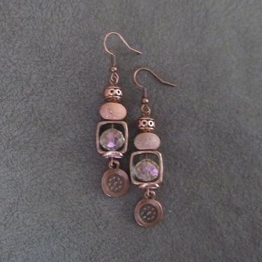 Copper and peach crystal earrings 2 