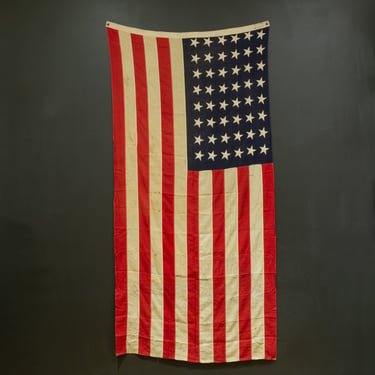 Early 20th c. &quot;Besty Ross Bunting&quot; Large American Flag with 48 Stars c.1940-1950