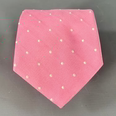 O'CONNELL'S Pink White Polka Dot Silk Tie